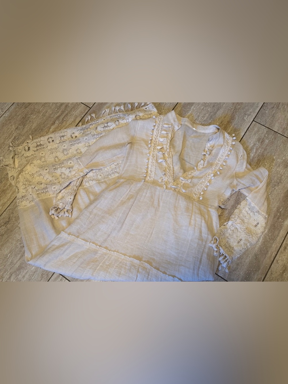 Woman's cream peasant maxi dress- needs repair